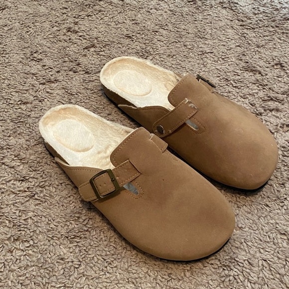 Tan Suede Slip-On Clogs - Picture 3 of 6